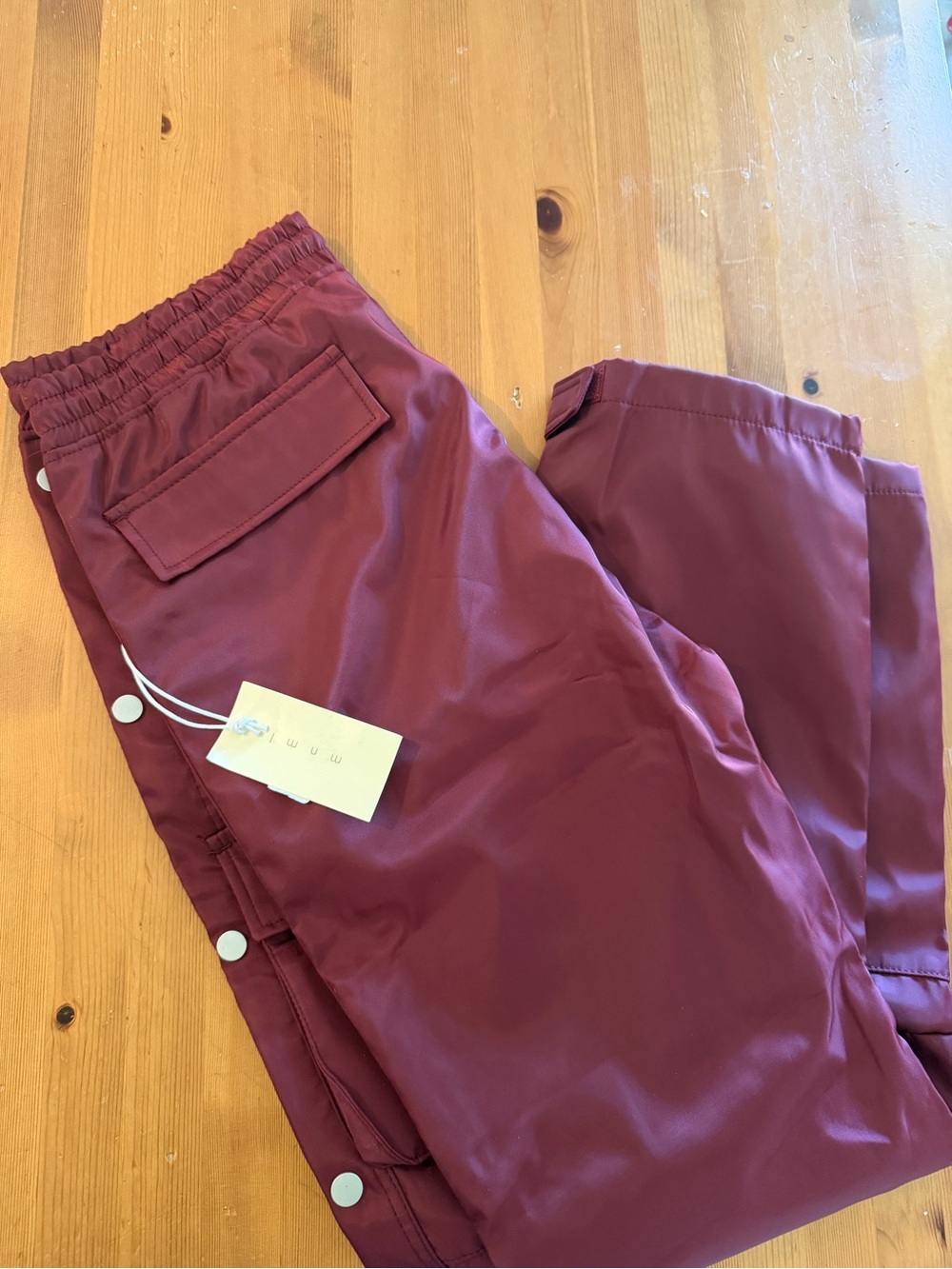 MNML Maroon Snap Front Cargo Pants